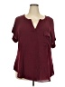Peach 100% Polyester Burgundy Short Sleeve Blouse Size 3X - photo 1
