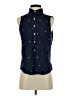 Kohl's Polka Dots Blue Sleeveless Button-Down Shirt Size S - photo 1