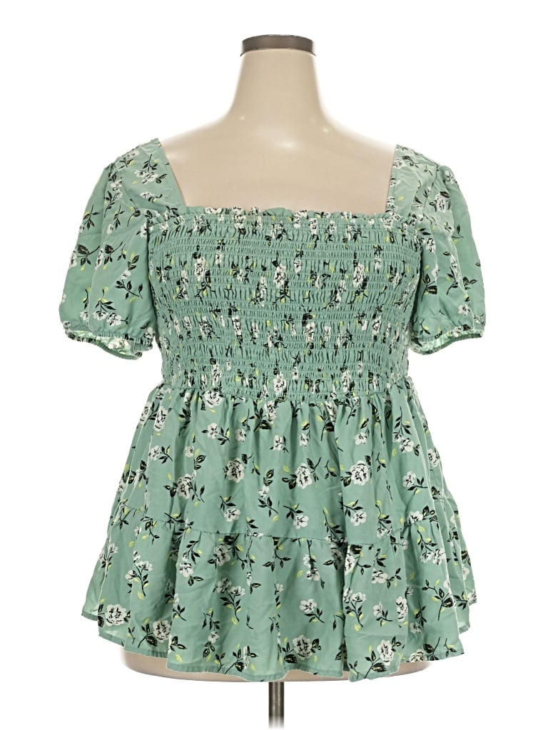 Pre-owned Torrid Short Sleeve Blouse In Green