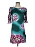 Tibi 100% Silk Print Teal Cocktail Dress Size 2 - photo 1