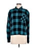 Express Plaid Teal Long Sleeve Button-Down Shirt Size M - photo 1