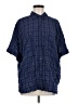 Max Studio Checkered-gingham Blue Short Sleeve Button-Down Shirt Size M - photo 1