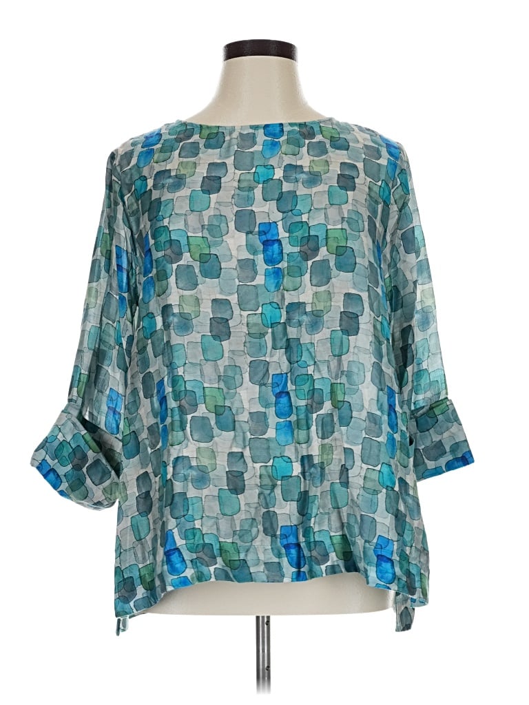 Pre-owned Apny 3/4 Sleeve Blouse In Teal