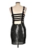 Aqua 100% Polyester Metallic Silver Cocktail Dress Size L - photo 2