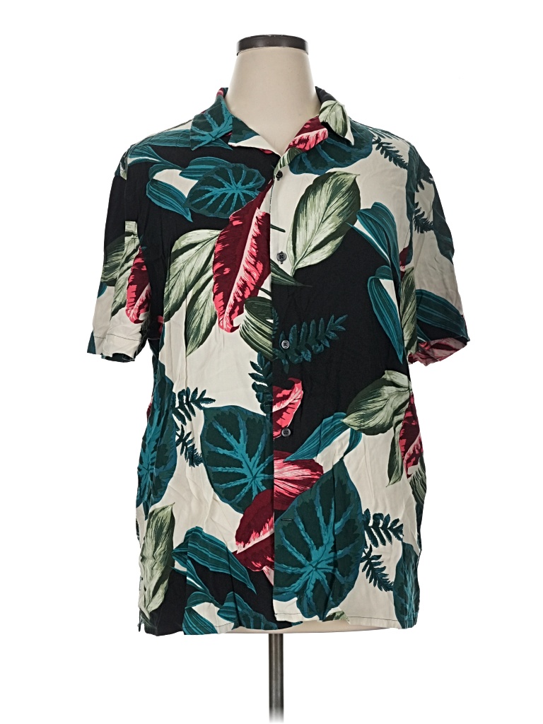 Pre-owned Express Short Sleeve Button Down Shirt In Green