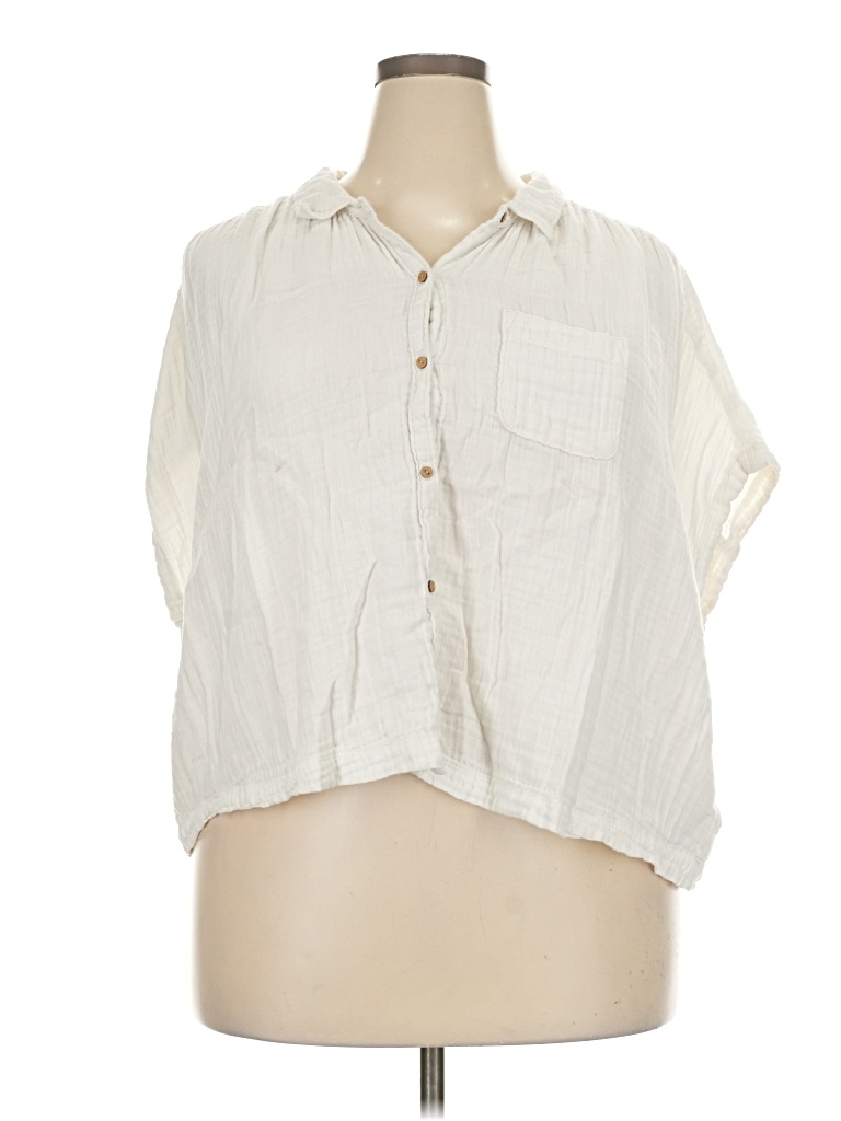 Pre-owned Old Navy Short Sleeve Blouse In Ivory