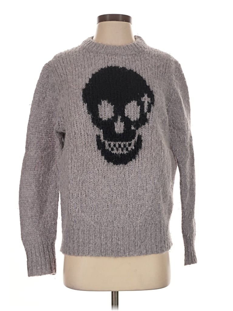 Pre-owned Skull Cashmere Wool Pullover Sweater In Gray