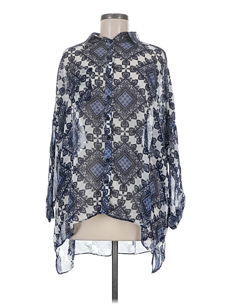 Pre-owned Sans Souci 3/4 Sleeve Blouse In Blue