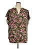 Evri 100% Polyester Floral Green Short Sleeve Blouse Size 1X - photo 1
