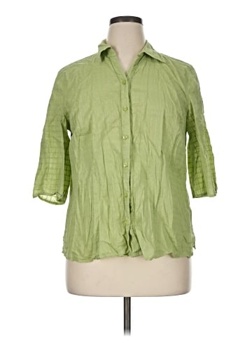 Basic Editions 3/4 Sleeve Button-Down Shirt (view 1)