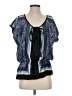AGB 100% Polyester Blue Short Sleeve Blouse Size S - photo 1