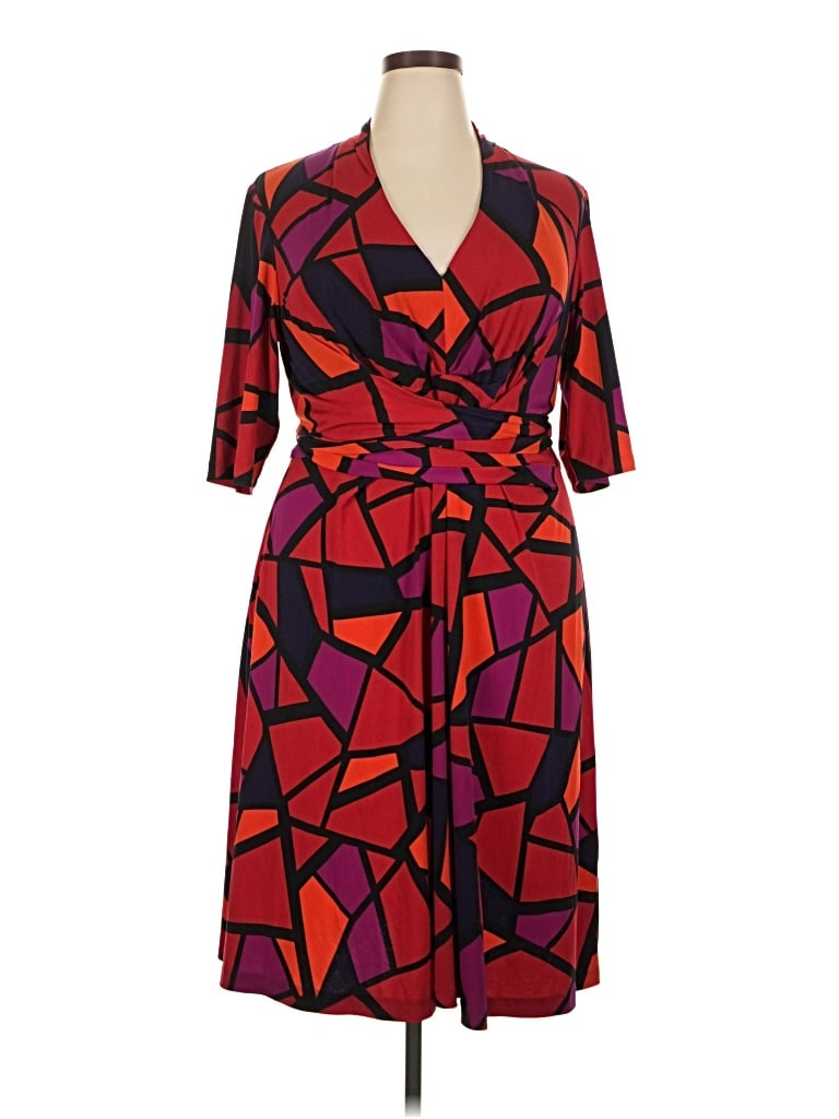 Pre-owned Donna Ricco Casual Dress In Burgundy