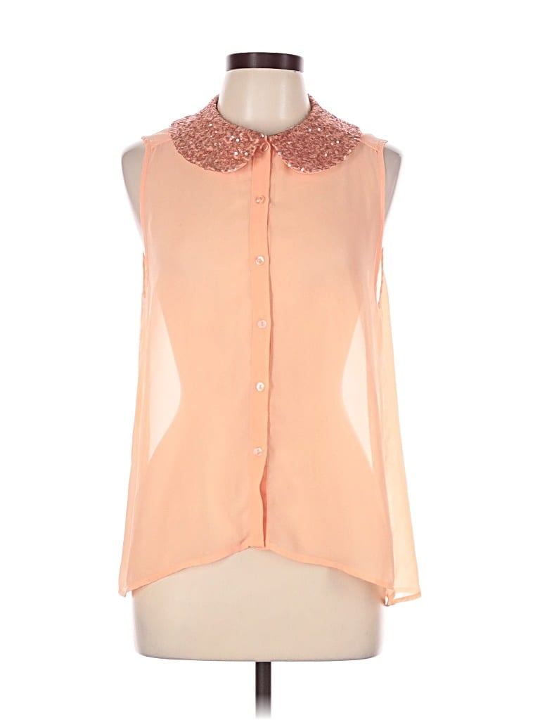 Pre-owned Forever 21 Sleeveless Button Down Shirt In Orange