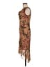 Connected Apparel 100% Polyester Print Brown Cocktail Dress Size M - photo 5
