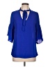 April 100% Polyester Blue 3/4 Sleeve Blouse Size L - photo 1