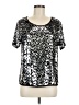 Pleione 100% Polyester Metallic Silver Short Sleeve Top Size M - photo 1