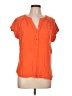 Rose + Olive 100% Rayon Orange Short Sleeve Blouse Size L - photo 1