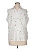 Basic Editions Hearts White Sleeveless Button-Down Shirt Size XL - photo 1