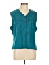 Koret Teal Sleeveless Button-Down Shirt Size L - photo 1