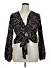 Just Fab 100% Polyester Black Purple Long Sleeve Blouse Size XL - photo 1
