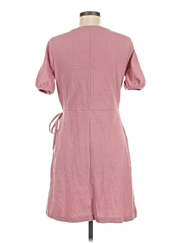 Madewell Crosshatch Puff-Sleeve Faux-Wrap Mini Dress (view 2)