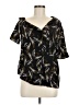 A.L.C. 100% Silk Tropical Black Short Sleeve Silk Top Size 6 - photo 1