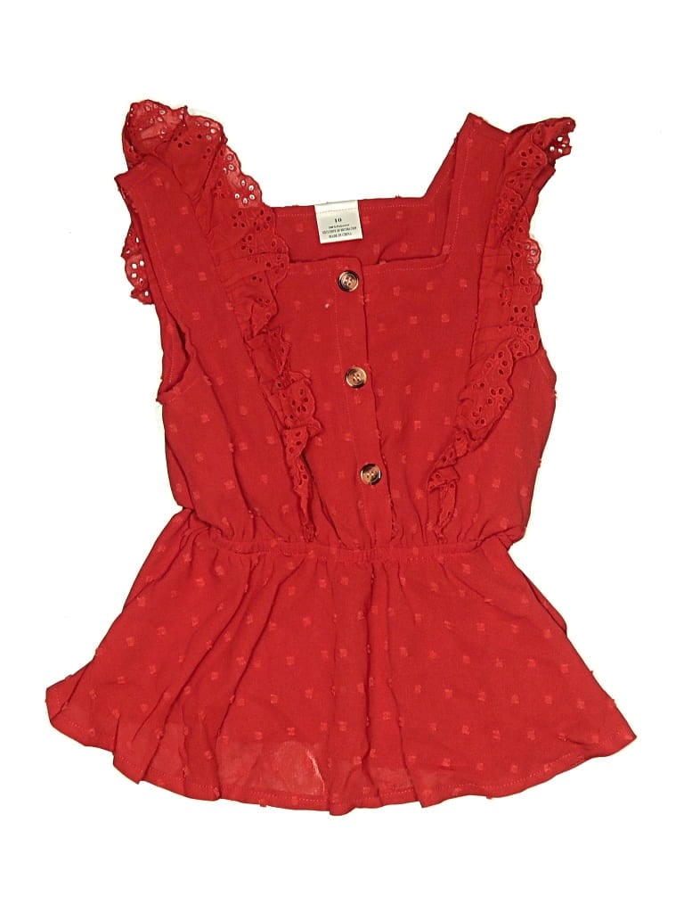 Pre-owned Unbranded Kids' Sleeveless Blouse In Red