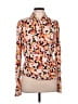Classiques Entier 100% Silk Print Orange Long Sleeve Silk Top Size L - photo 1
