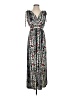 Studio West 100% Polyester Print Gray Casual Dress Size S - photo 1