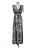 Studio West 100% Polyester Print Gray Casual Dress Size S - photo 2