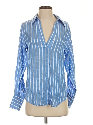 Aqua Long Sleeve Blouse (view 1)