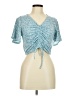 Haute Monde Blue Short Sleeve Blouse Size M - photo 1