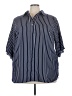 Suzanne Betro 100% Polyester Stripes Blue Short Sleeve Blouse Size 3X - photo 1