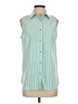 Renuar Stripes Green Sleeveless Button-Down Shirt Size S - photo 1