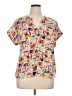 W5 100% Polyester Floral Yellow Short Sleeve Blouse Size XL - photo 1