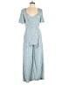 Very J 100% Polyester Chevron-herringbone Blue Jumpsuit Size L - photo 1