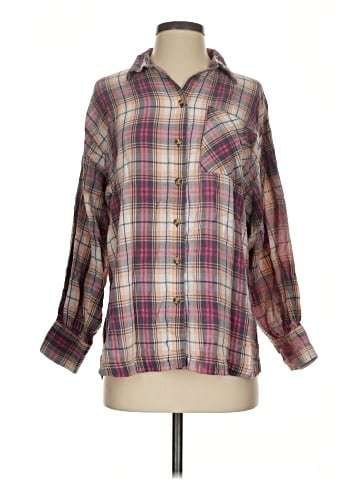 Topshop Long Sleeve Button-Down Shirt (view 1)