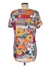 Spense 100% Polyester Graphic Orange Short Sleeve Blouse Size M - photo 2