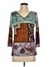 ETRO 100% Polyester Teal Purple 3/4 Sleeve Top Size EU (IT) 48 / US 12 - photo 1
