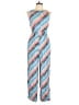 Tracy Reese Chevron-herringbone Blue Jumpsuit Size L - photo 1
