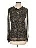 By Design Animal Print Black Long Sleeve Blouse Size S - photo 1
