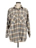 Dizzy Lizzy 100% Polyester Plaid Gray Long Sleeve Blouse Size M - photo 1
