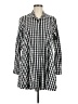 Comfy U.S.A. Checkered-gingham Silver Long Sleeve Button-Down Shirt Size M - photo 1
