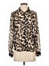 Mine 100% Polyester Animal Print Brown Long Sleeve Blouse Size S - photo 1