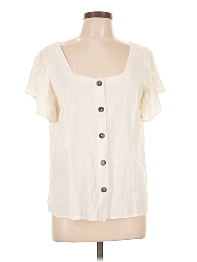Pre-owned Universal Thread Short Sleeve Blouse In Ivory