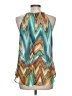 Iz Byer Aztec Or Tribal Print Teal Sleeveless Blouse Size L - photo 2