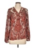 Zara Basic Paisley Orange Burgundy Long Sleeve Blouse Size L - photo 1