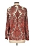 Zara Basic Paisley Orange Burgundy Long Sleeve Blouse Size L - photo 2