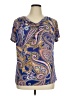 Jaclyn Smith Paisley Blue Short Sleeve Blouse Size XL - photo 1
