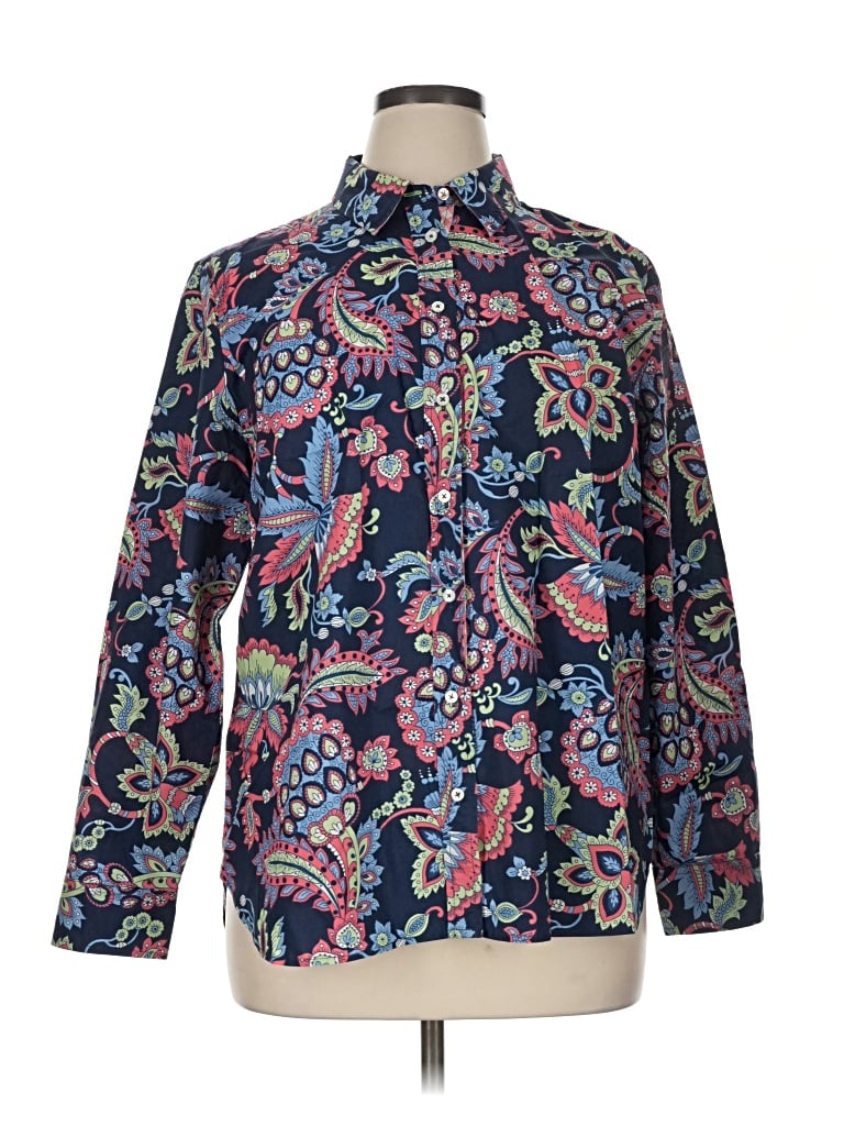 Pre-owned Talbots Long Sleeve Button Down Shirt In Blue